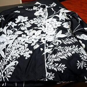 Teddi of Californa Flora Print Women’s Button Down Shirt Black & White Size XL